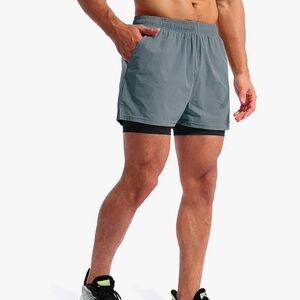 Pudolla Men’s 2 in 1 Running Shorts 5"